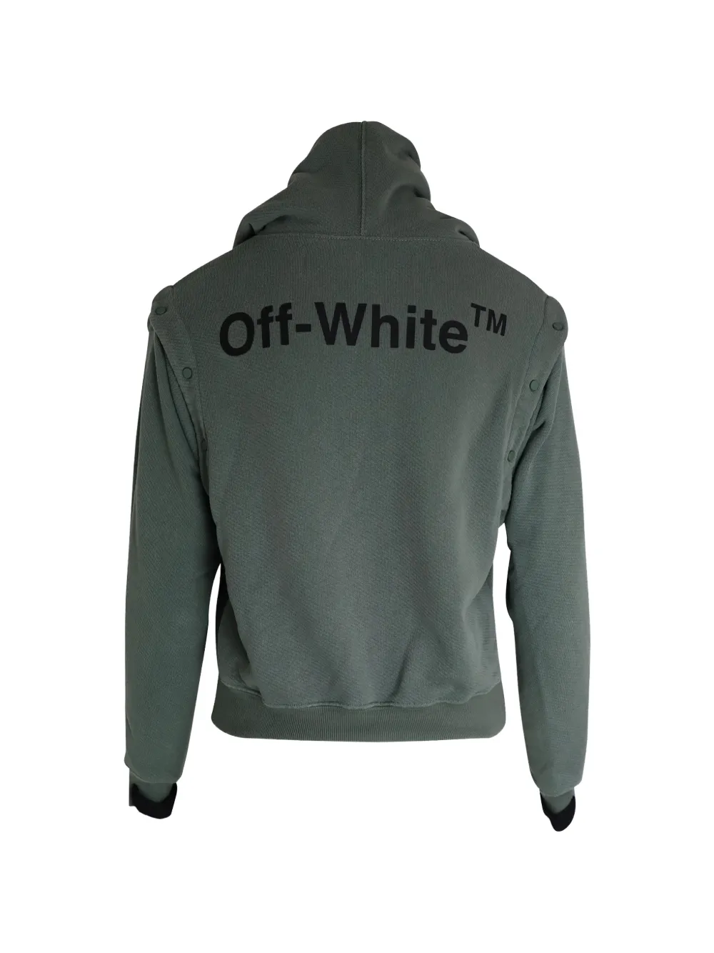  Off-white Pre-owned Cotton Detachable-sleeves Hoodie - Green 