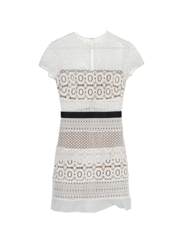 self portrait short sleeve lace dress Red Fine Lace Mini Dress