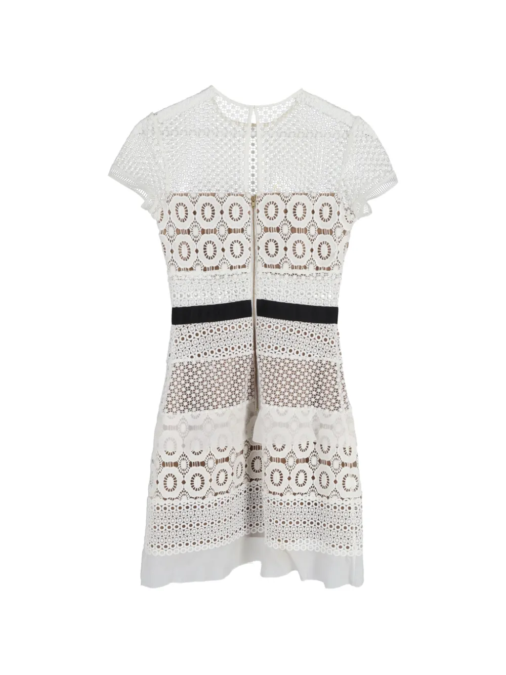  Self-portrait Short-sleeve Lace Mini Dress - White 