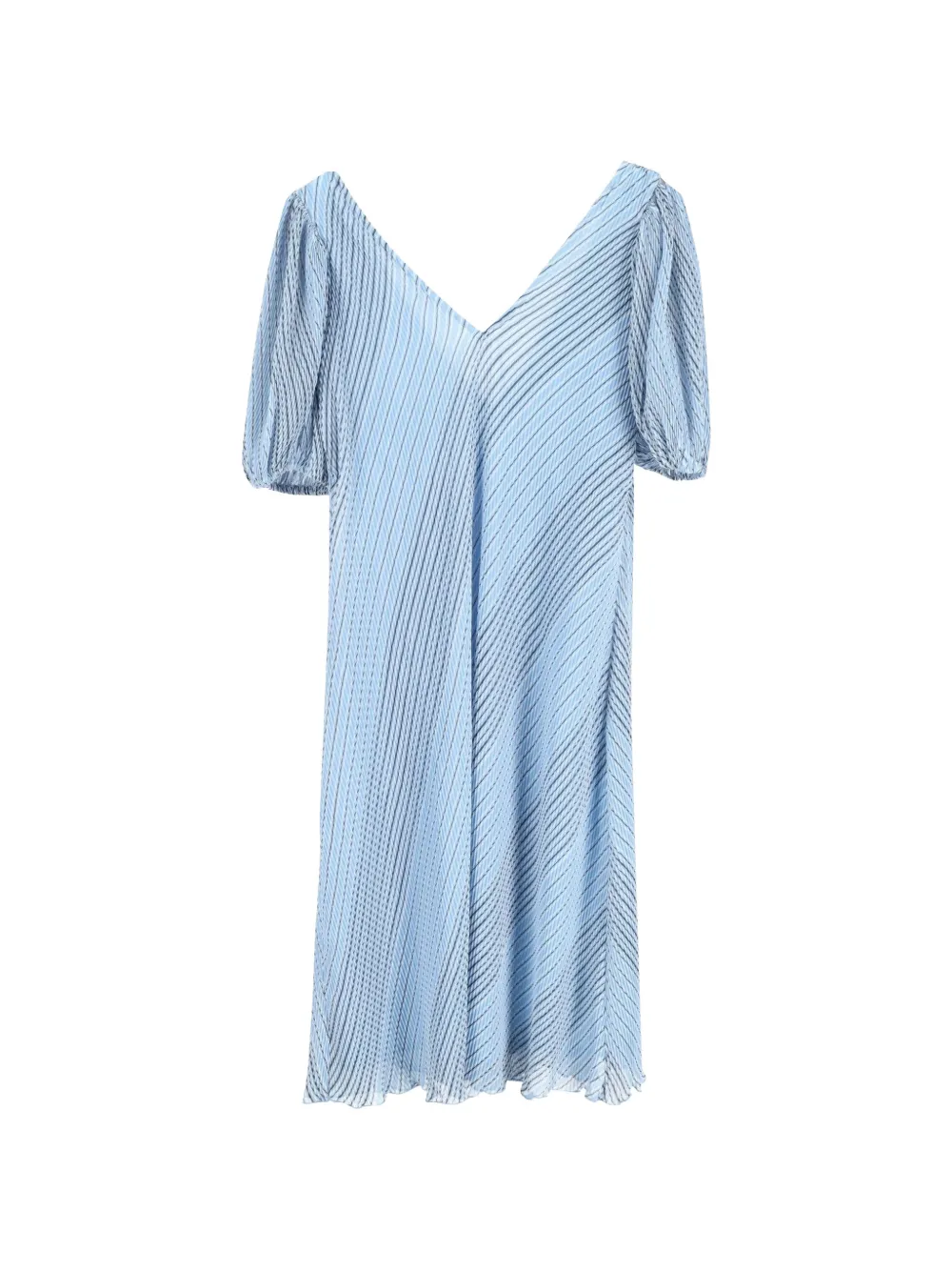 GANNI striped-pattern midi dress - Blu