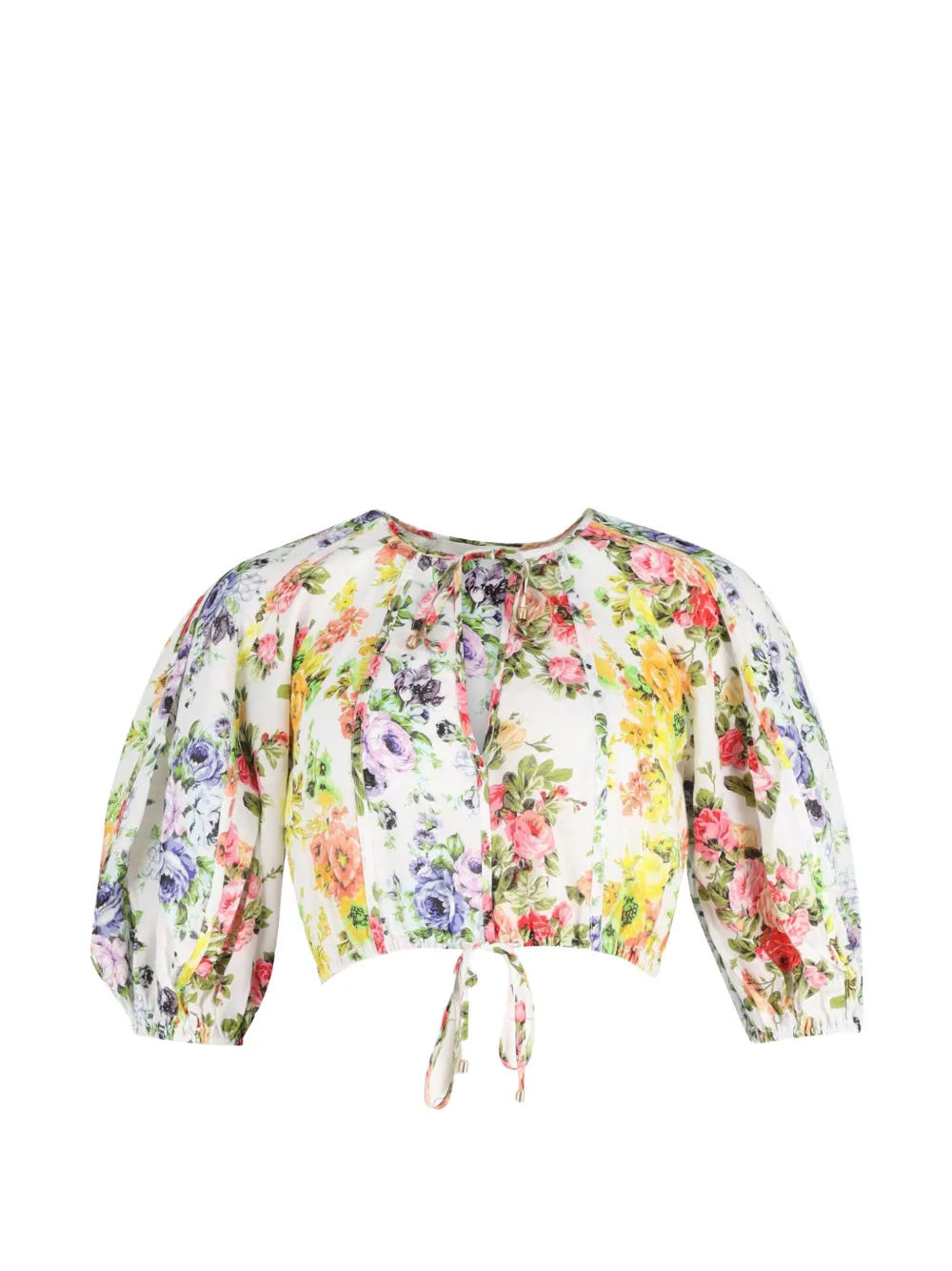 ZIMMERMANN floral-print cropped top - Bianco