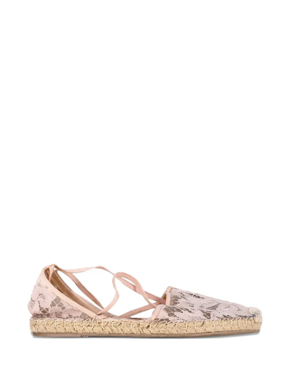 Valentino Garavani Pre-Owned floral lace self-tie espadrille flats - Rosa