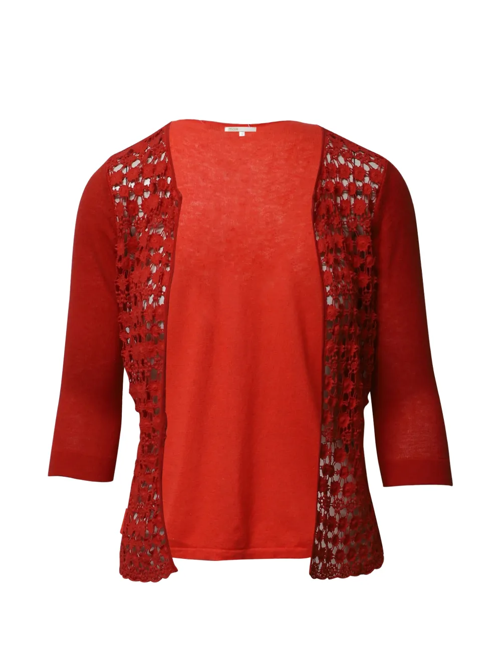 Pre-owned Maje Crochet-trim Cotton Cardigan In Red