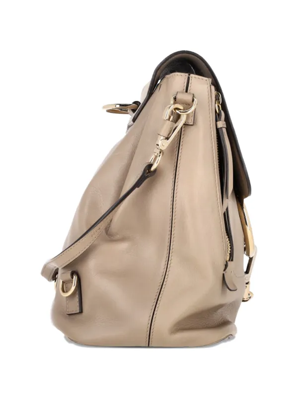 chloe leather backpack Convertible and Crossbody Bag Leather trimming Chloe Taupe Leather/Suede Mini Faye