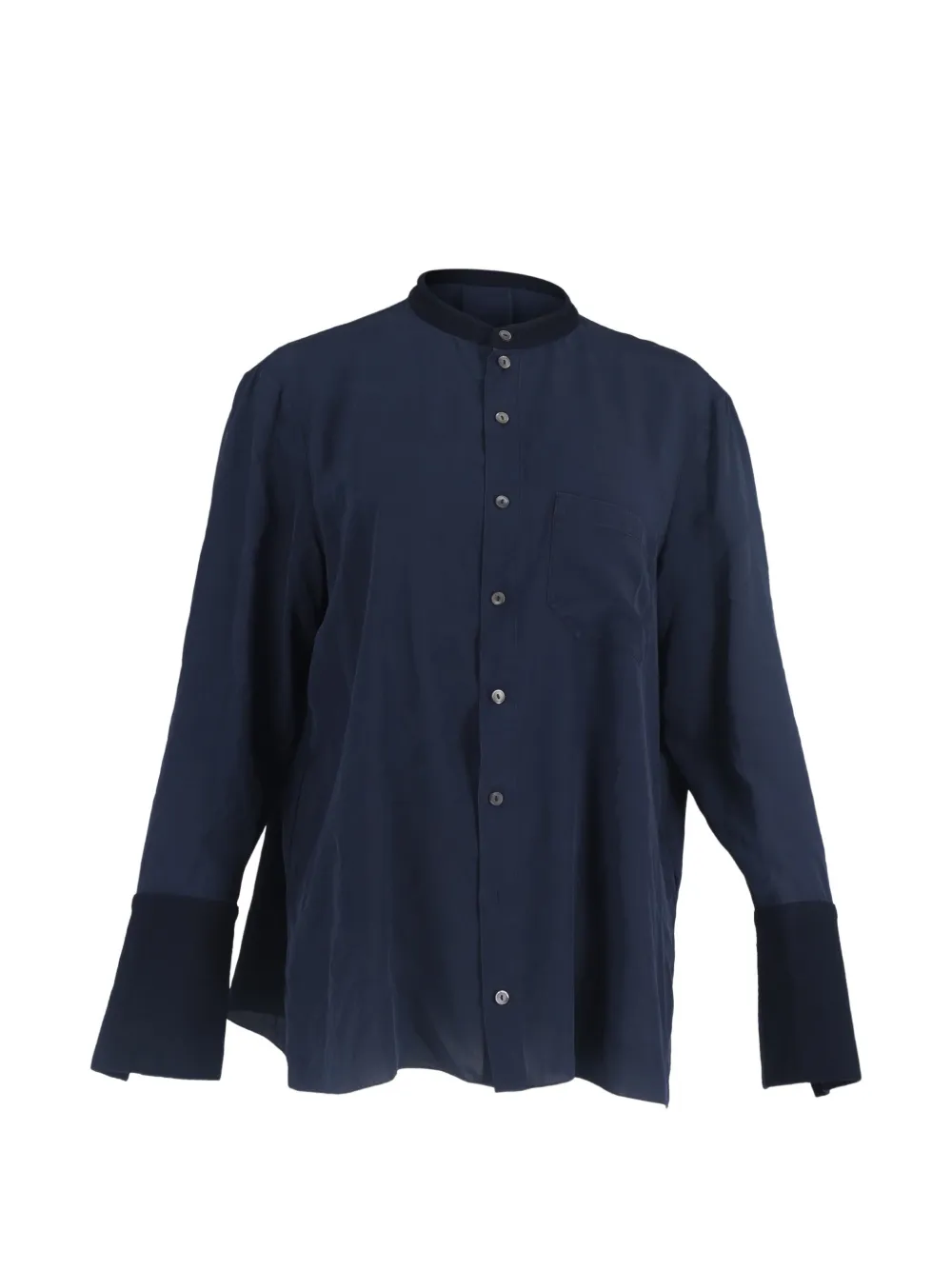 Roland Mouret collarless long-sleeve shirt - Blu