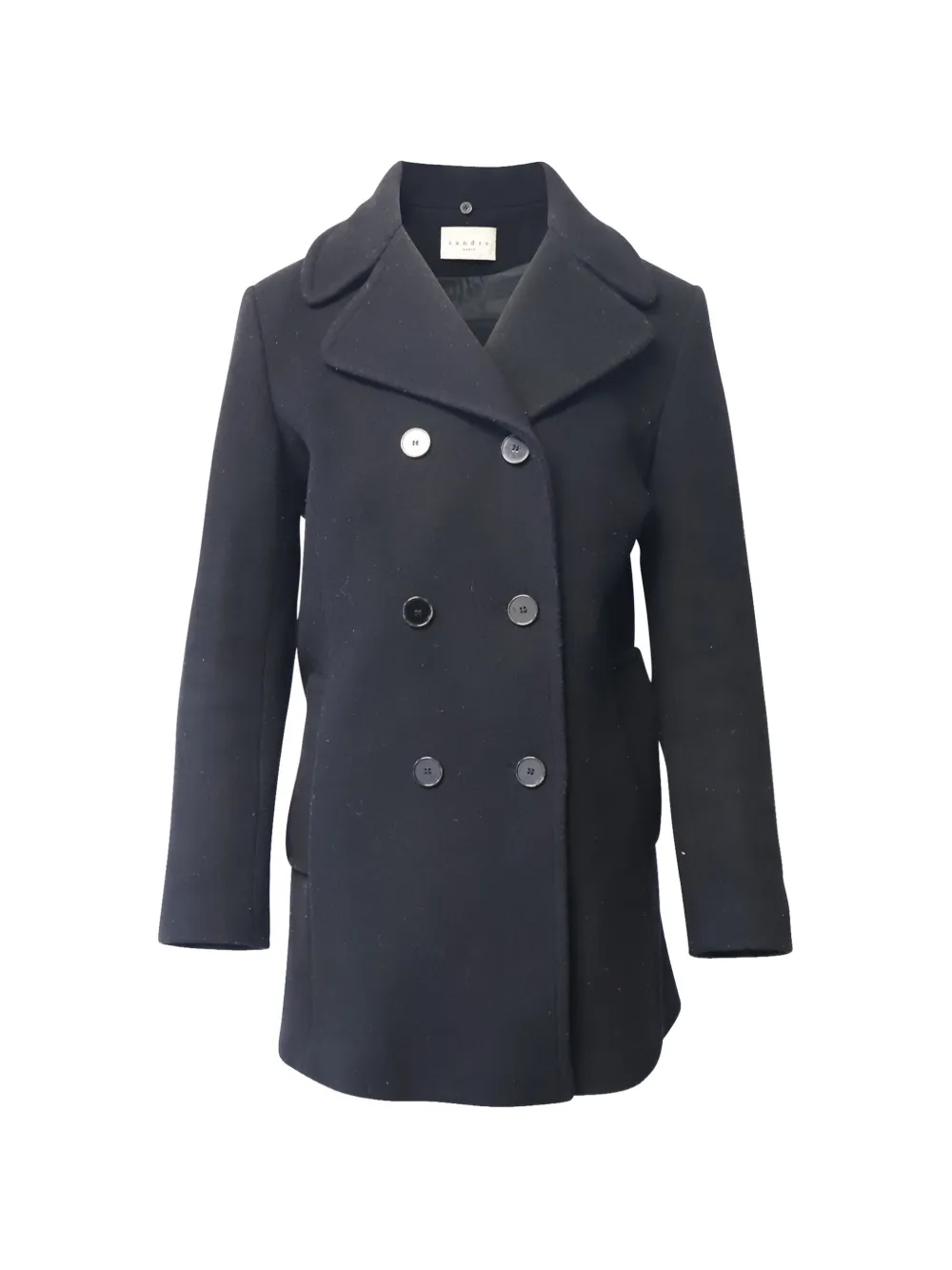 SANDRO double-breasted peacoat - Nero