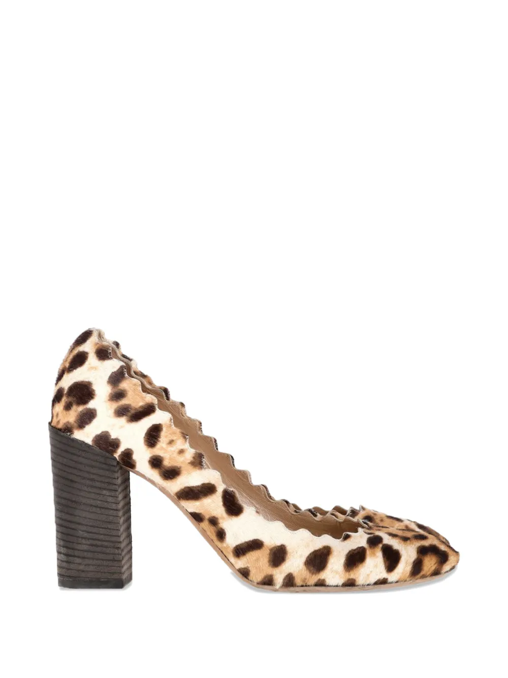 Chloé Vintage leopard-print scalloped heeled pumps - Nude