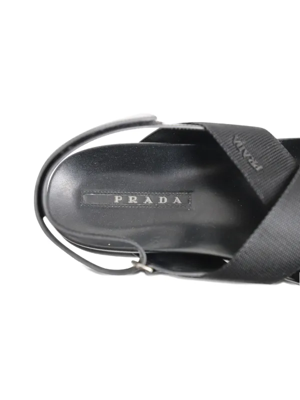 Prada Pre-Owned クロスストラップ サンダル | ブラック | FARFETCH JP