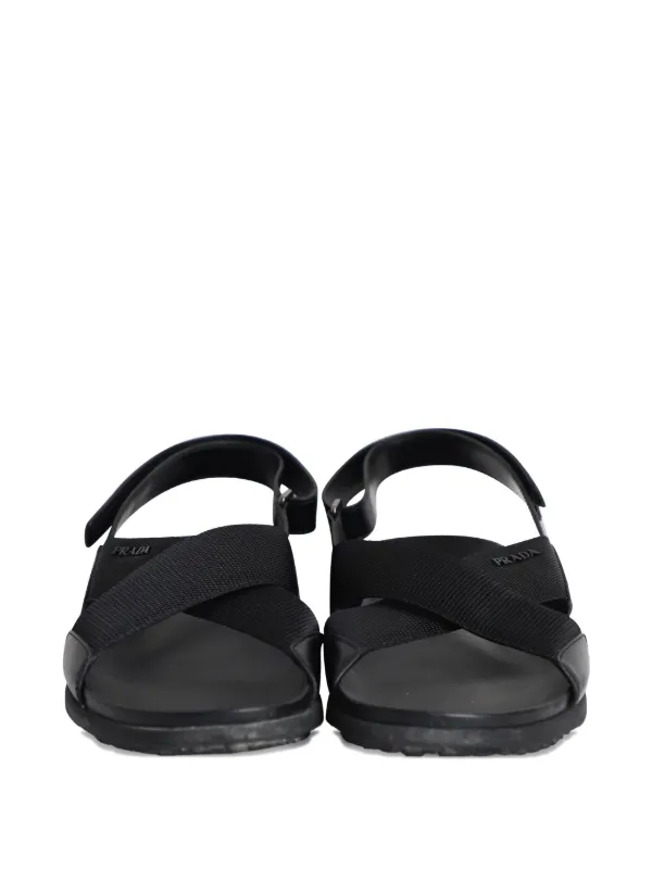 Prada Pre-Owned クロスストラップ サンダル | ブラック | FARFETCH JP