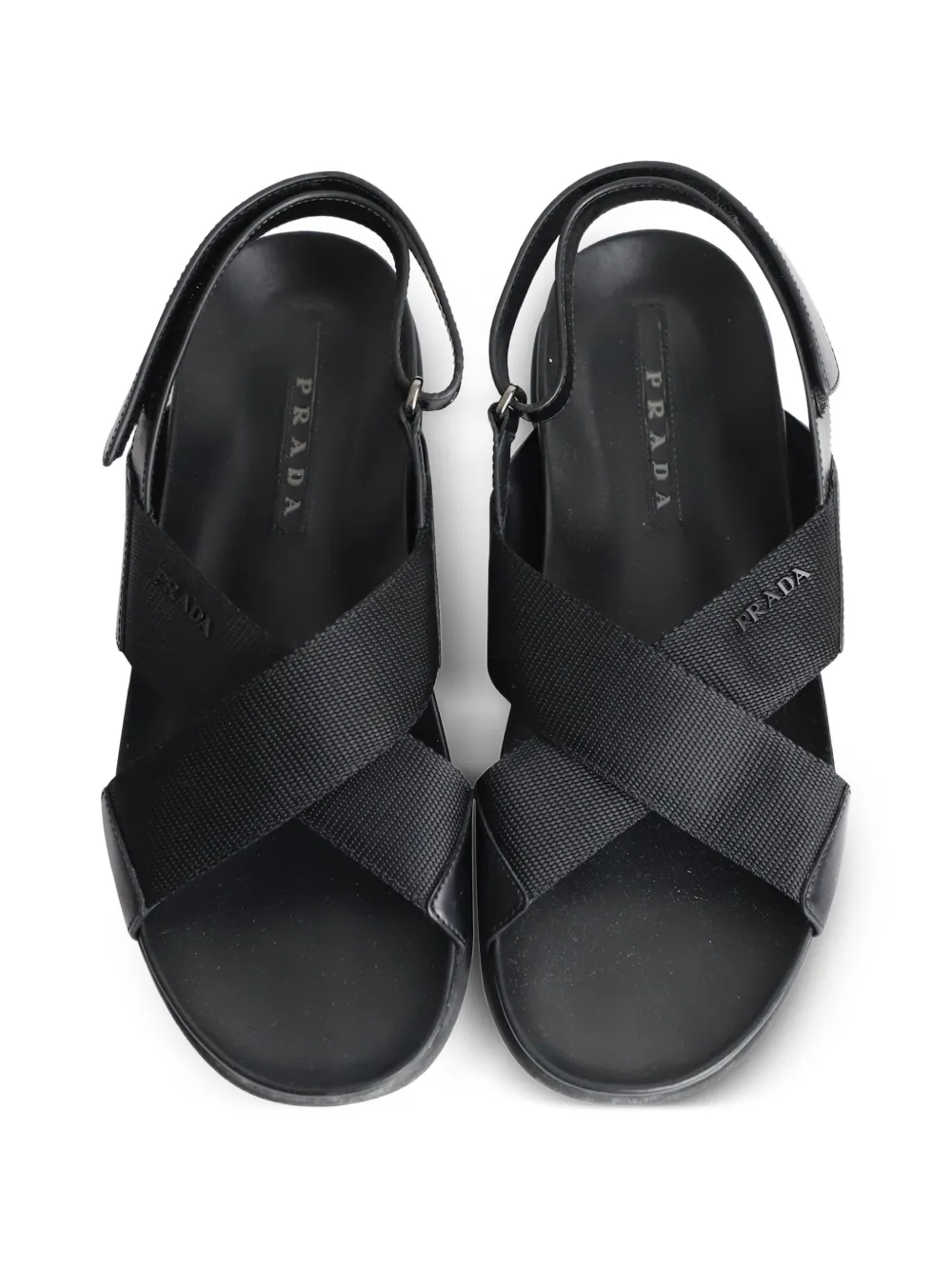 Prada Pre-Owned クロスストラップ サンダル | ブラック | FARFETCH JP