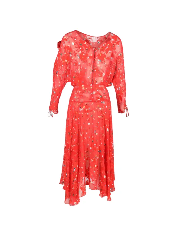 Preen Line floral-printed Midi Dress | Red | FARFETCH GR