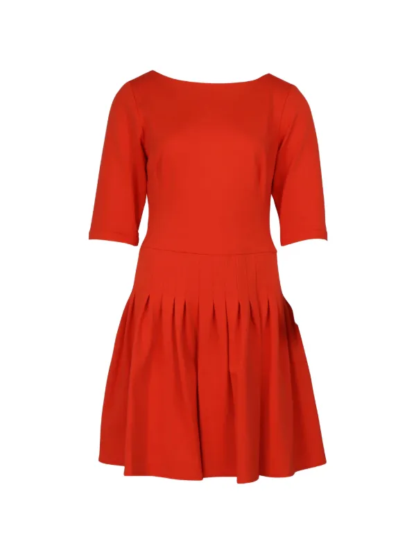 open lace back dress Burnt Orange Pleated Long Sleeve Mini Dress main image 0