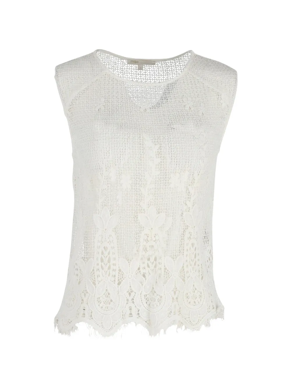Pre-owned Maje Open-knit Floral Sleeveless Blouse In White