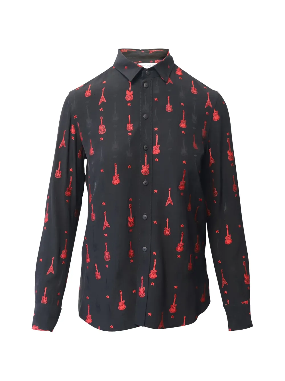 Saint Laurent Pre-Owned guitar embroidered woven shirt - Nero