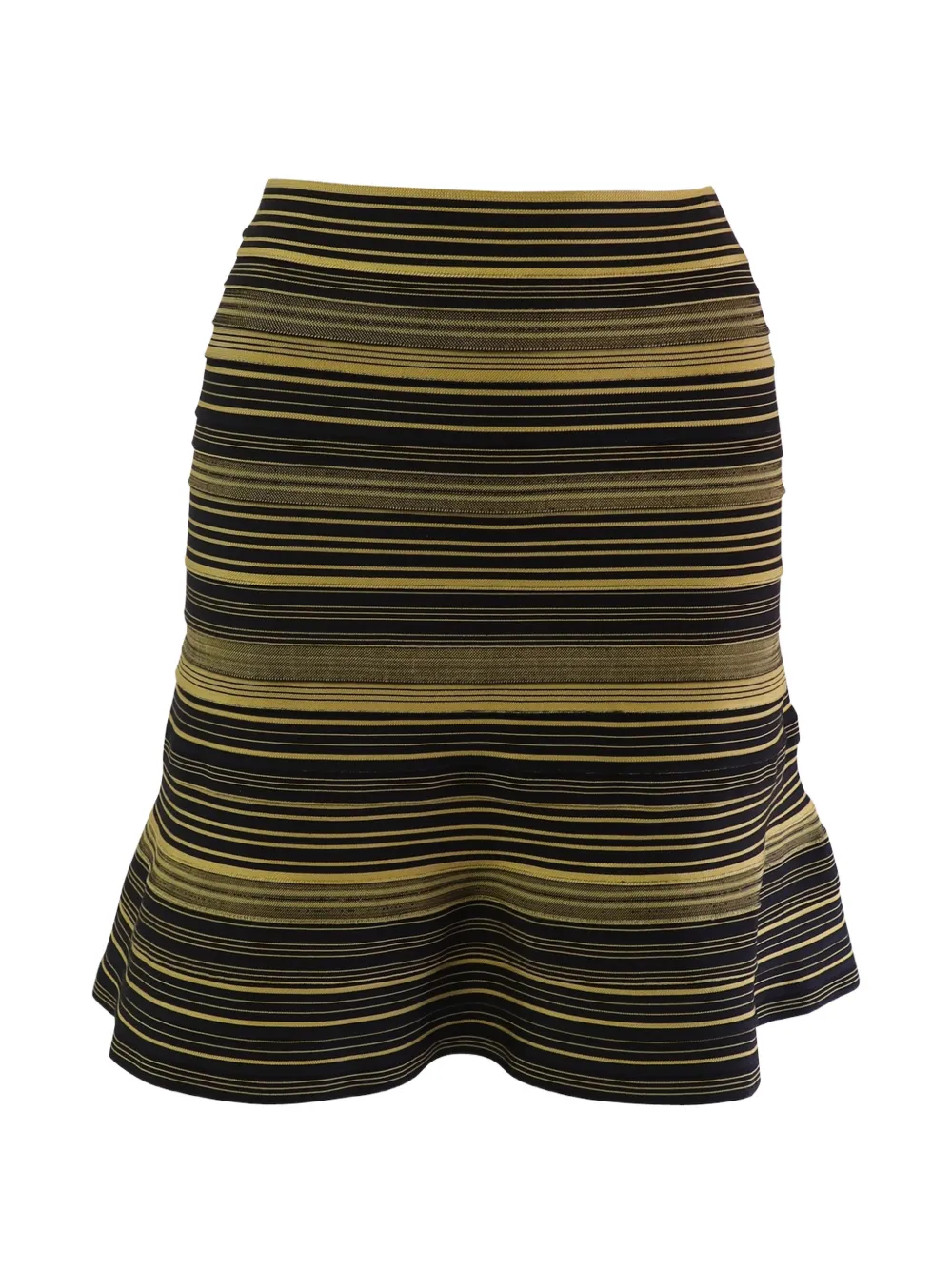 Herve Leger stripe-pattern midi flared skirt - Nero