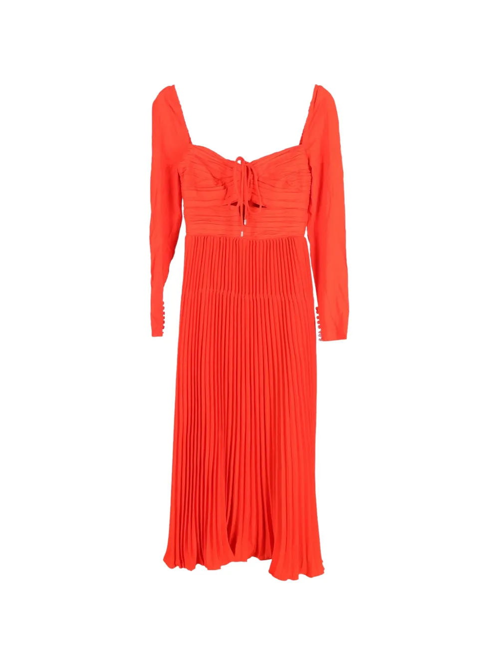 Self-Portrait cutout pleated halterneck midi dress - Rosso