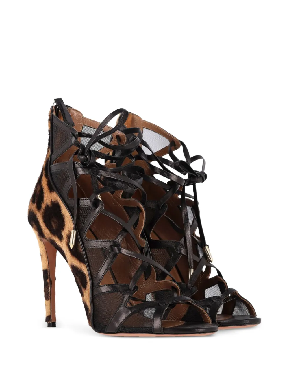  Aquazzura French Lover Leopard Print Sandals - Neutrals 
