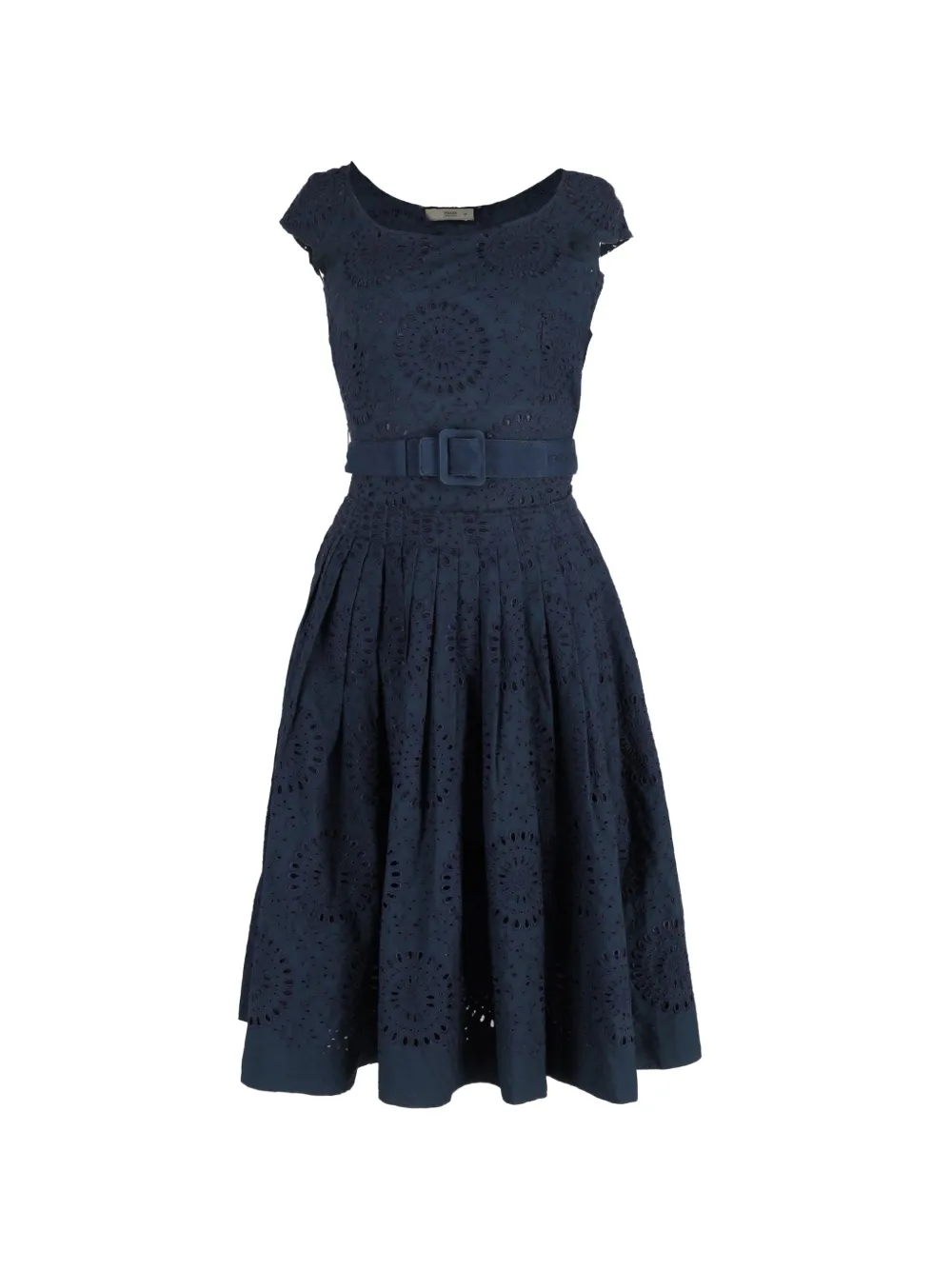 Prada Pre-Owned broderie-anglaise belted dress - Blu