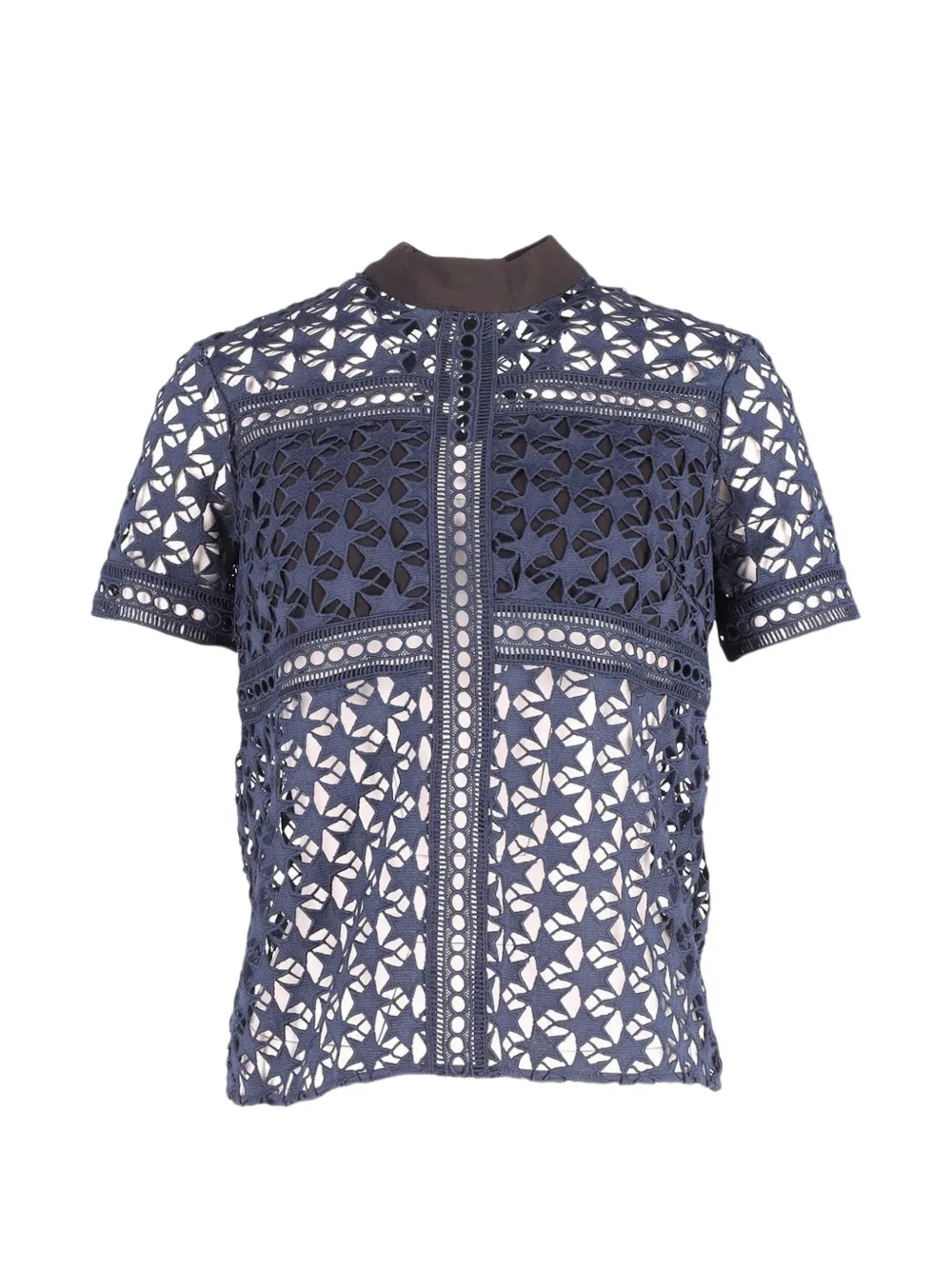 Self-Portrait star-pattern sheer top - Blu