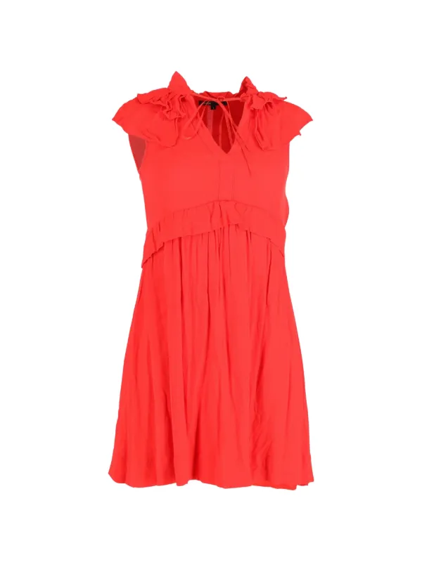 Maje Ruffled Mini Dress - Red