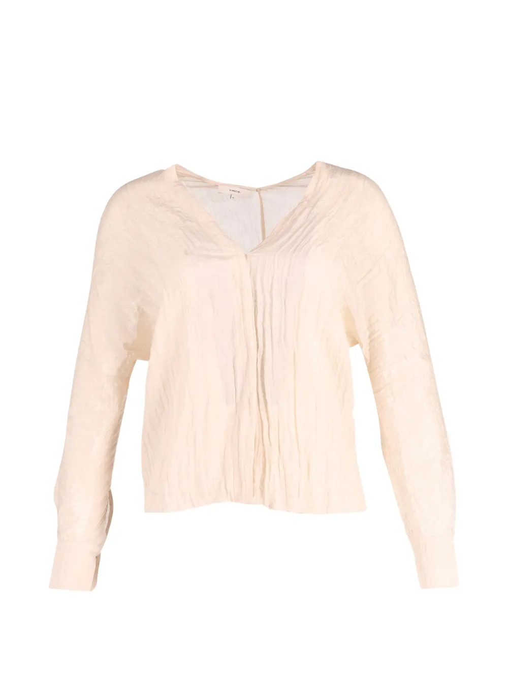 Pre-owned Vince Crinkled V-neck Top In Neutral