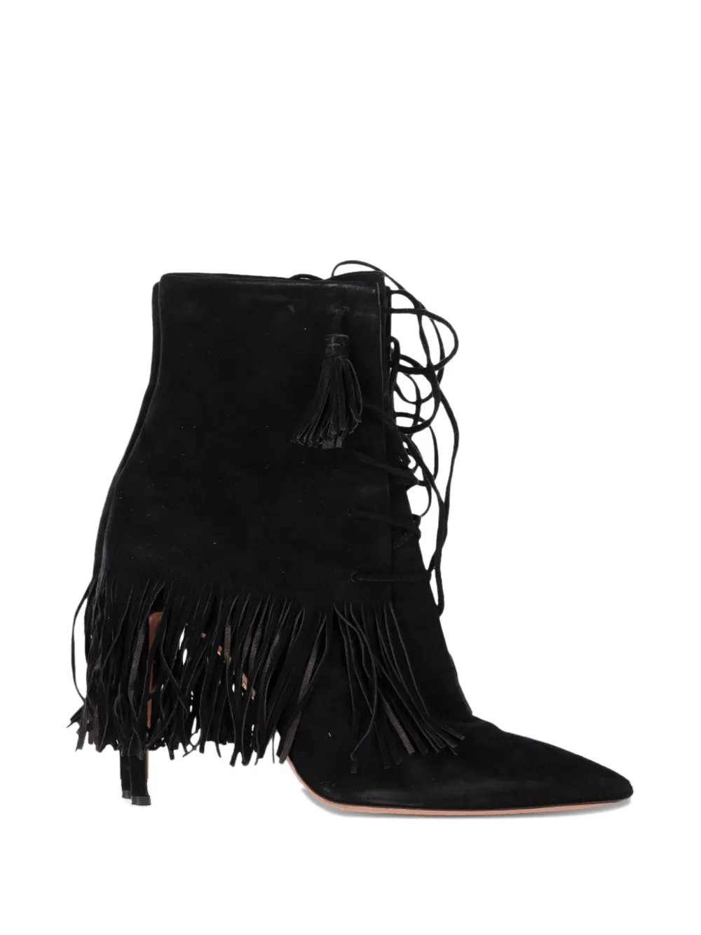 Aquazzura Mustang fringed heeled ankle boots - Nero