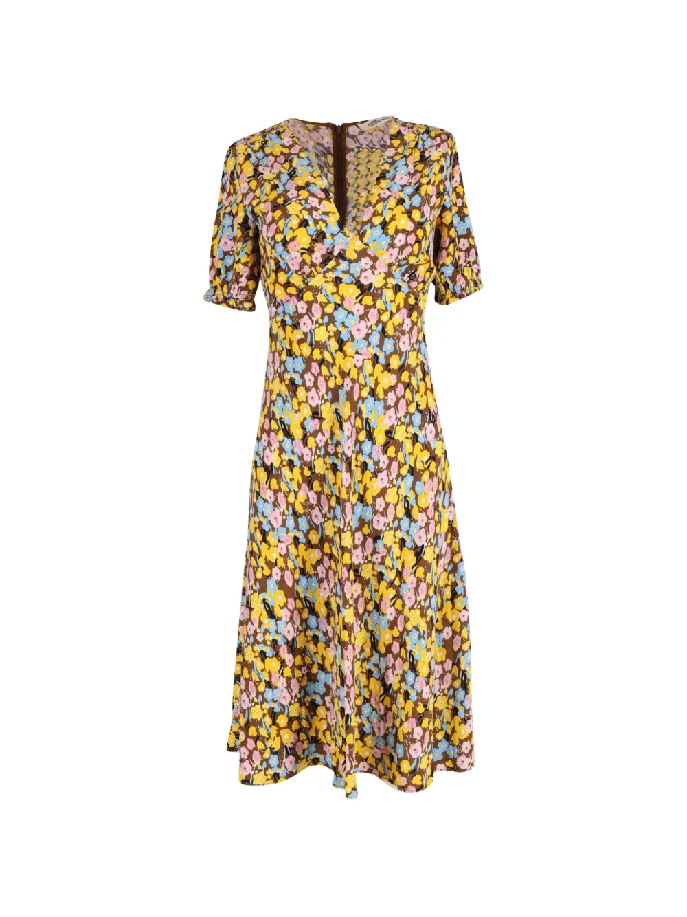 Diane Von Furstenberg Vintage robe mi-longue à fleurs - Jaune
