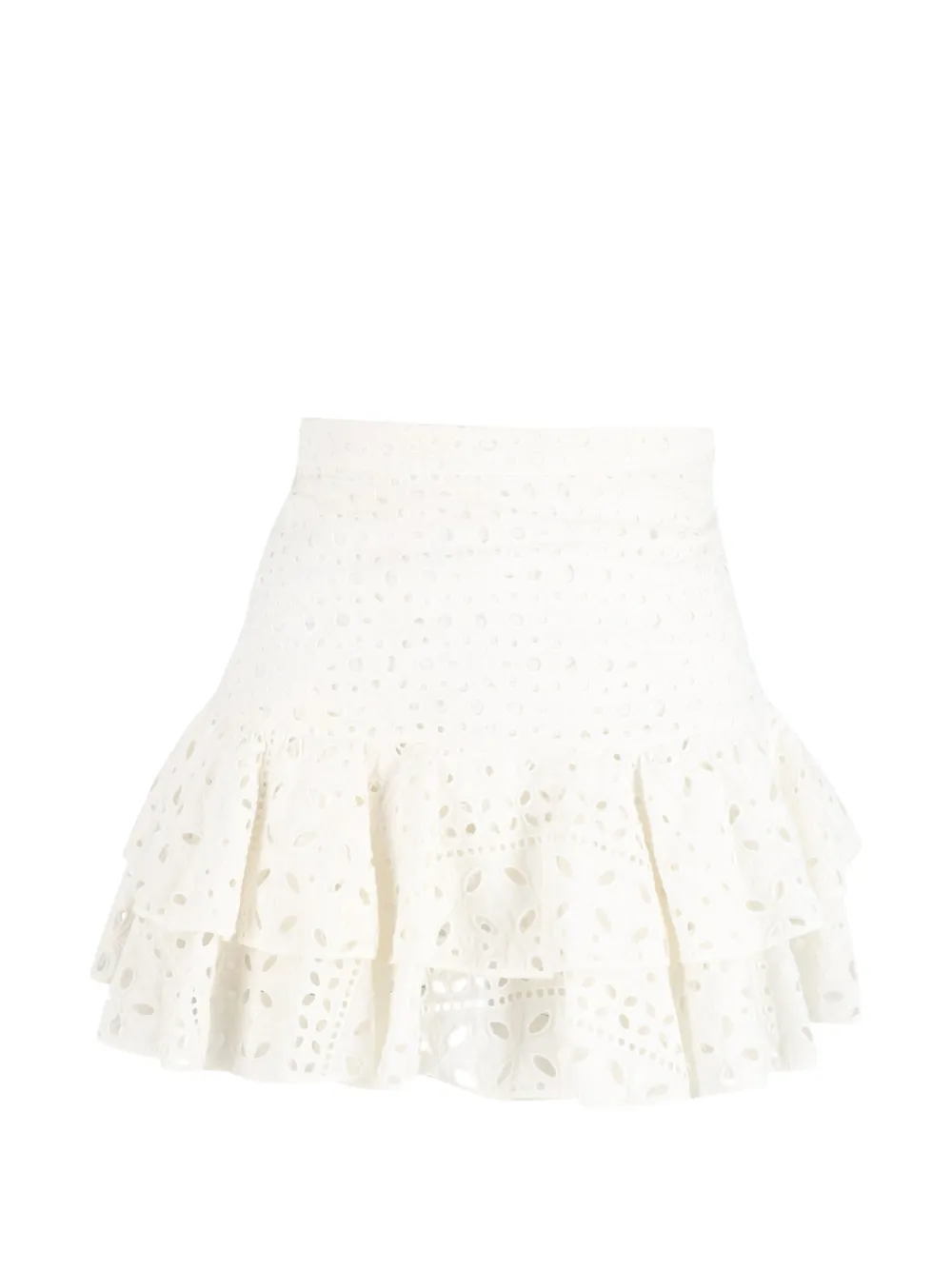 Charo Ruiz Ibiza eyelet tiered mini skirt - Bianco