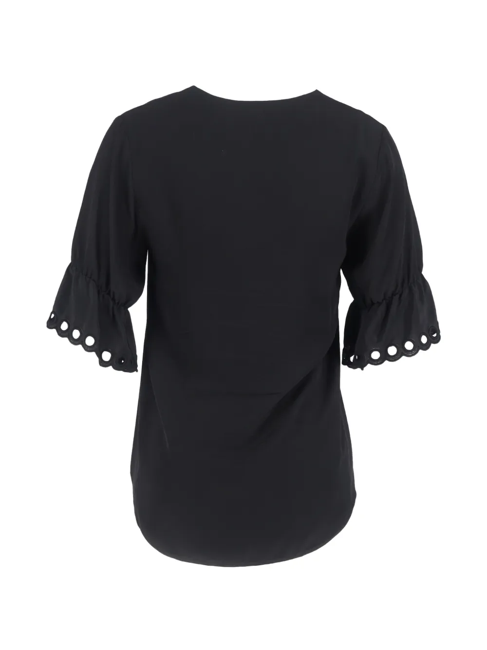 Scalloped-Sleeve V-Neck Blouse