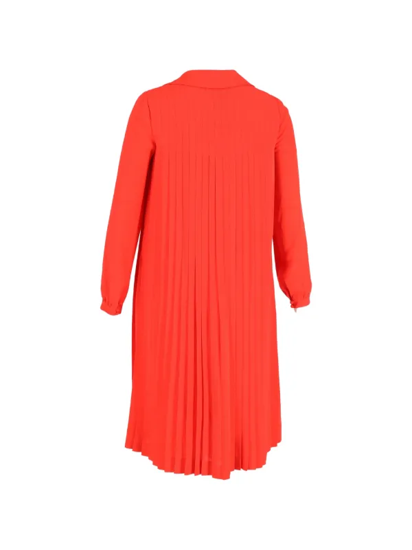 collared pleated dress Women's Lace Trim Collared Georgette Shirt Dress, Purple