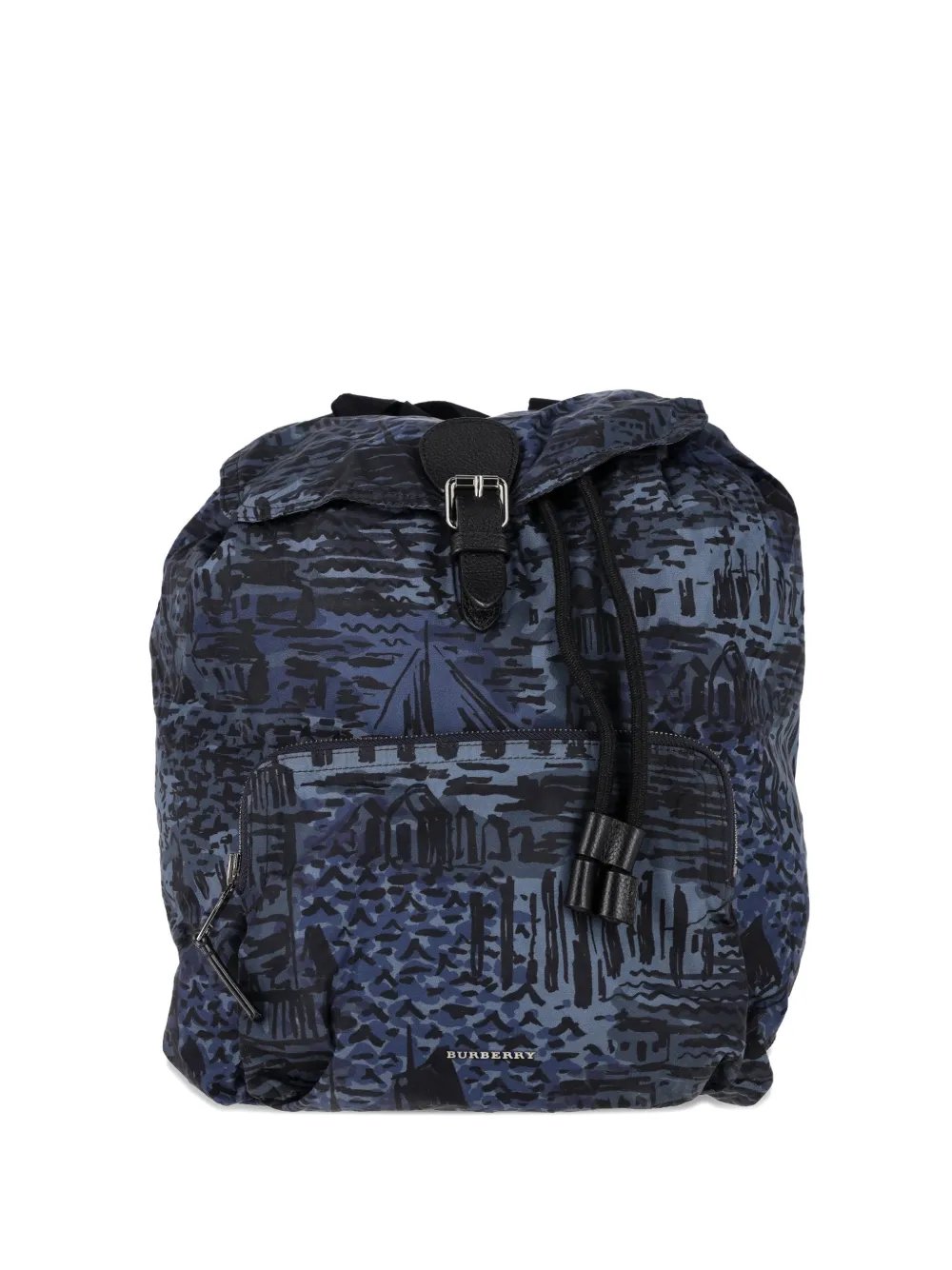 Pre-owned Burberry Coastal-print Backpack In Blue