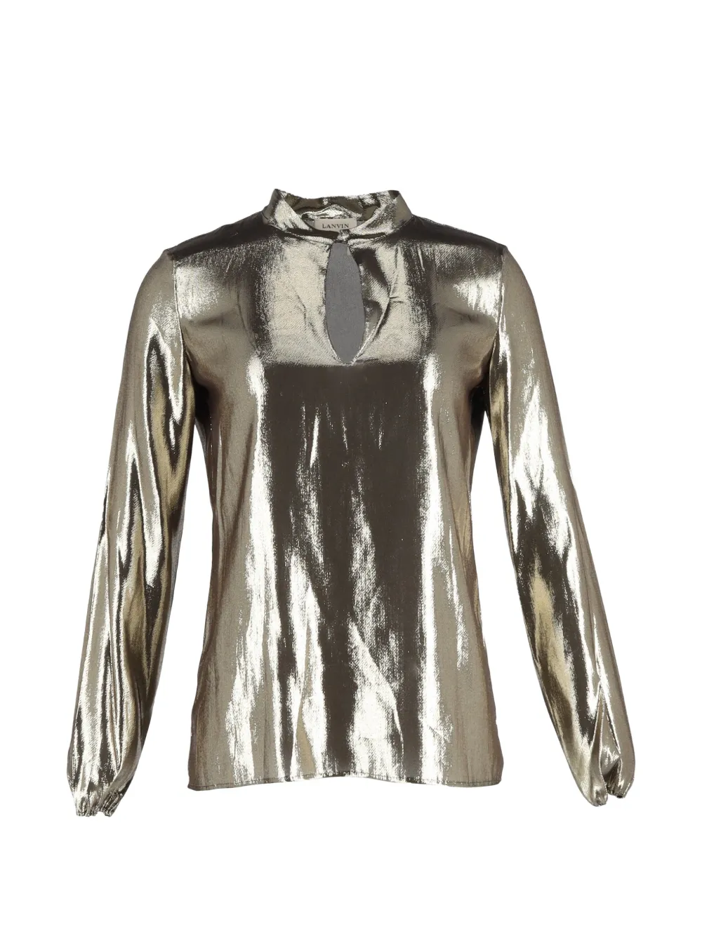 Pre-owned Lanvin Metallic Long-sleeve Blouse In Gold