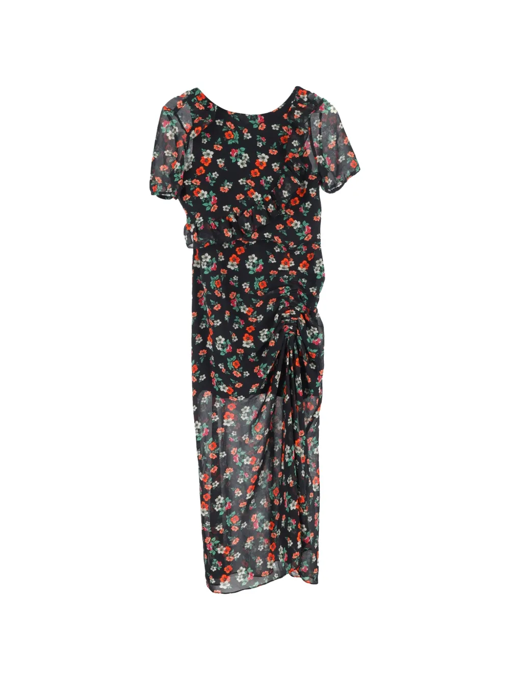 Maje floral-print midi dress - Nero