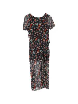 knee length dresses for ladies Petal and Pup Women's Domenica Shirred Long Sleeve Midi Dress - Red Floral Bandana