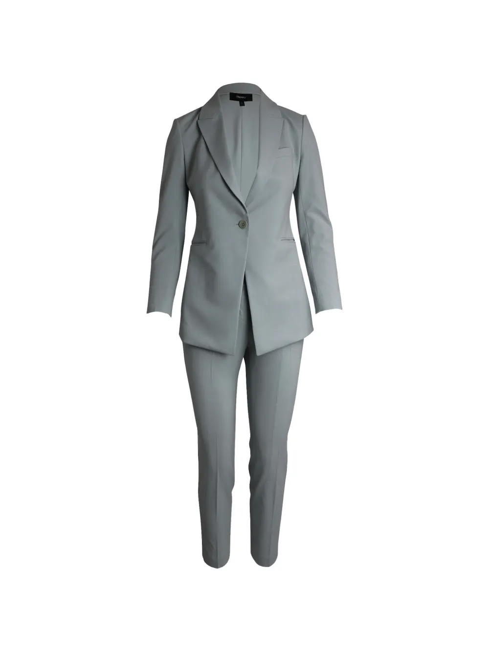 Pre-owned Theory Buttoned Suit In Gray