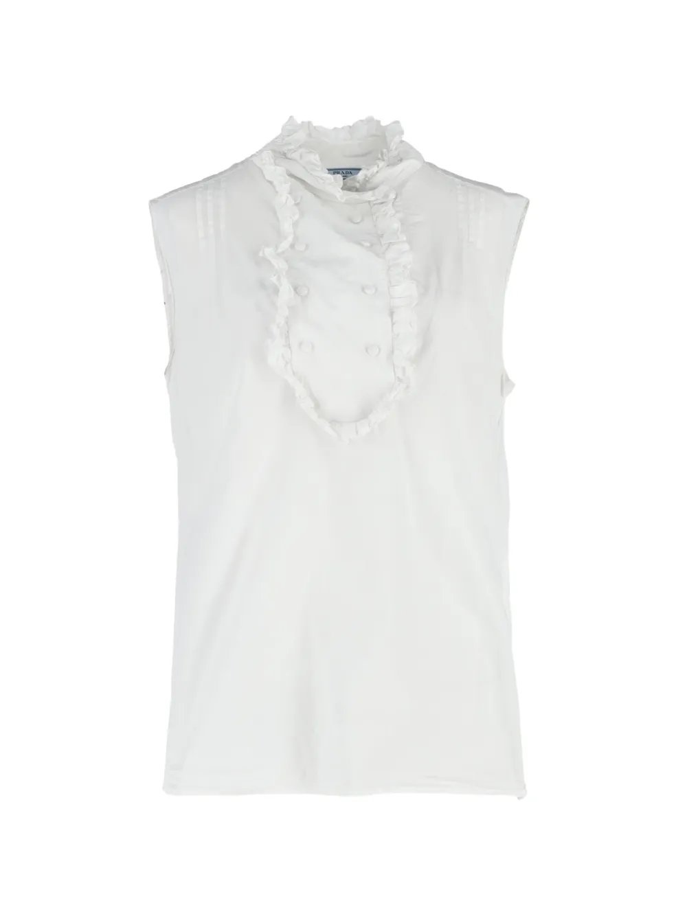 Prada Pre-Owned ruffle mock-neck sleeveless blouse - Bianco