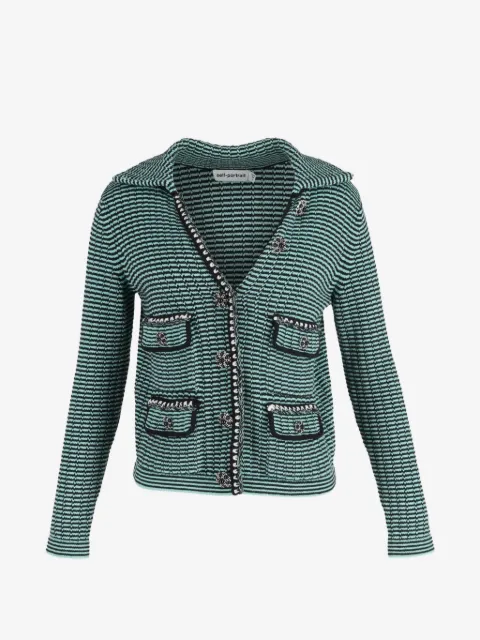 Self-Portrait stripe pocket collared cardigan