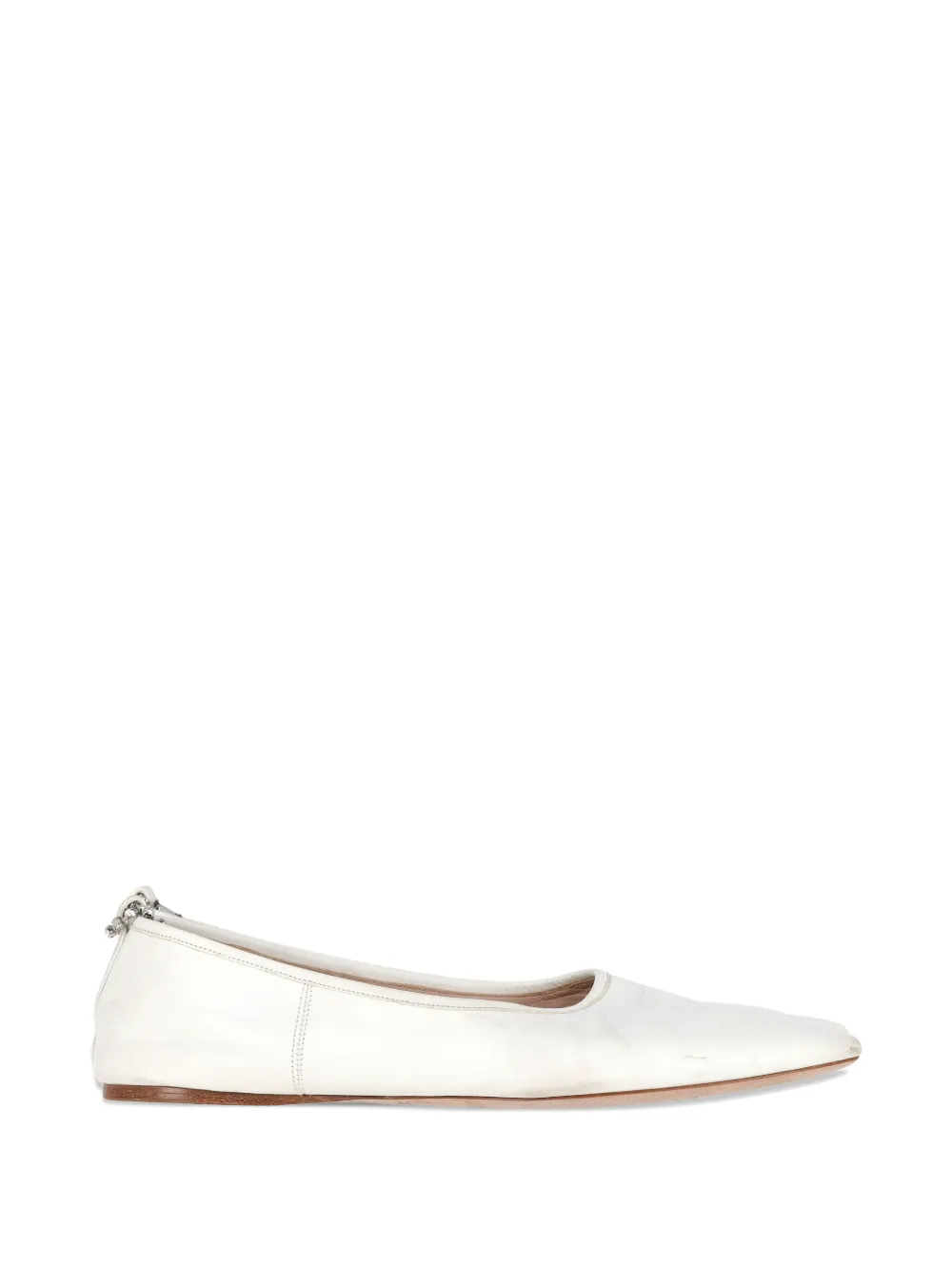 Miu Miu Pre-Owned embellished-strap pointed-toe ballet flats - Bianco