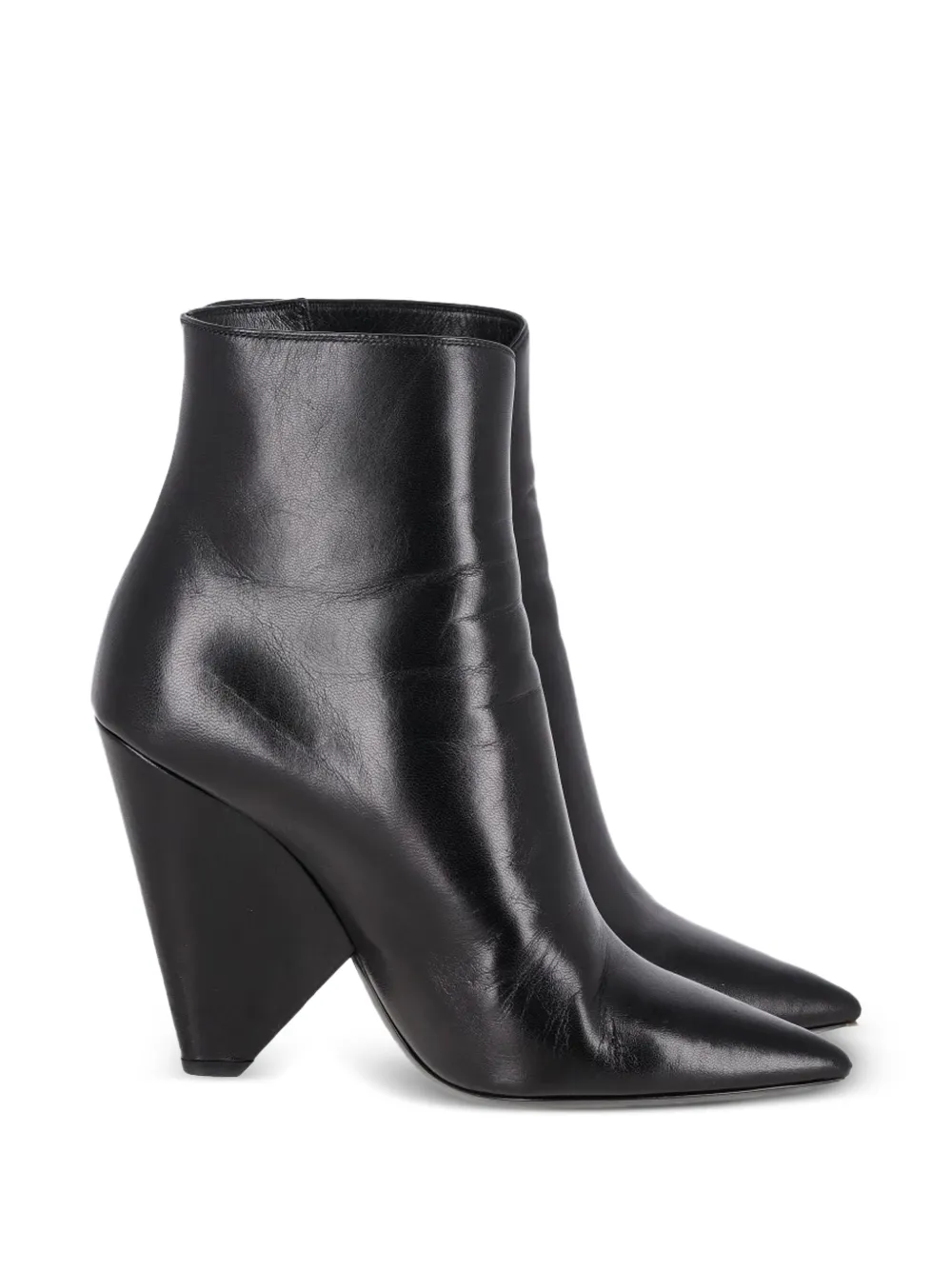 Saint Laurent Pre-Owned pyramid-heeled leather ankle boots - Schwarz