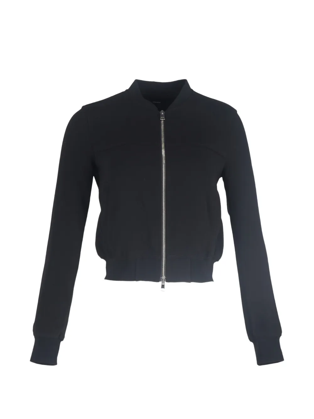 Pre-owned Theory Crepe-finish Bomber Jacket In Black