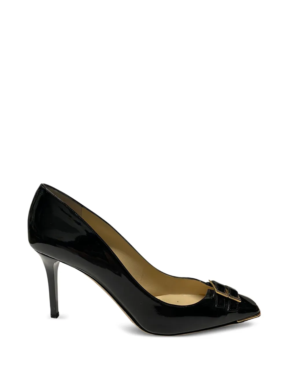 Jimmy Choo Pre-Owned square toe buckle strap pumps - Nero