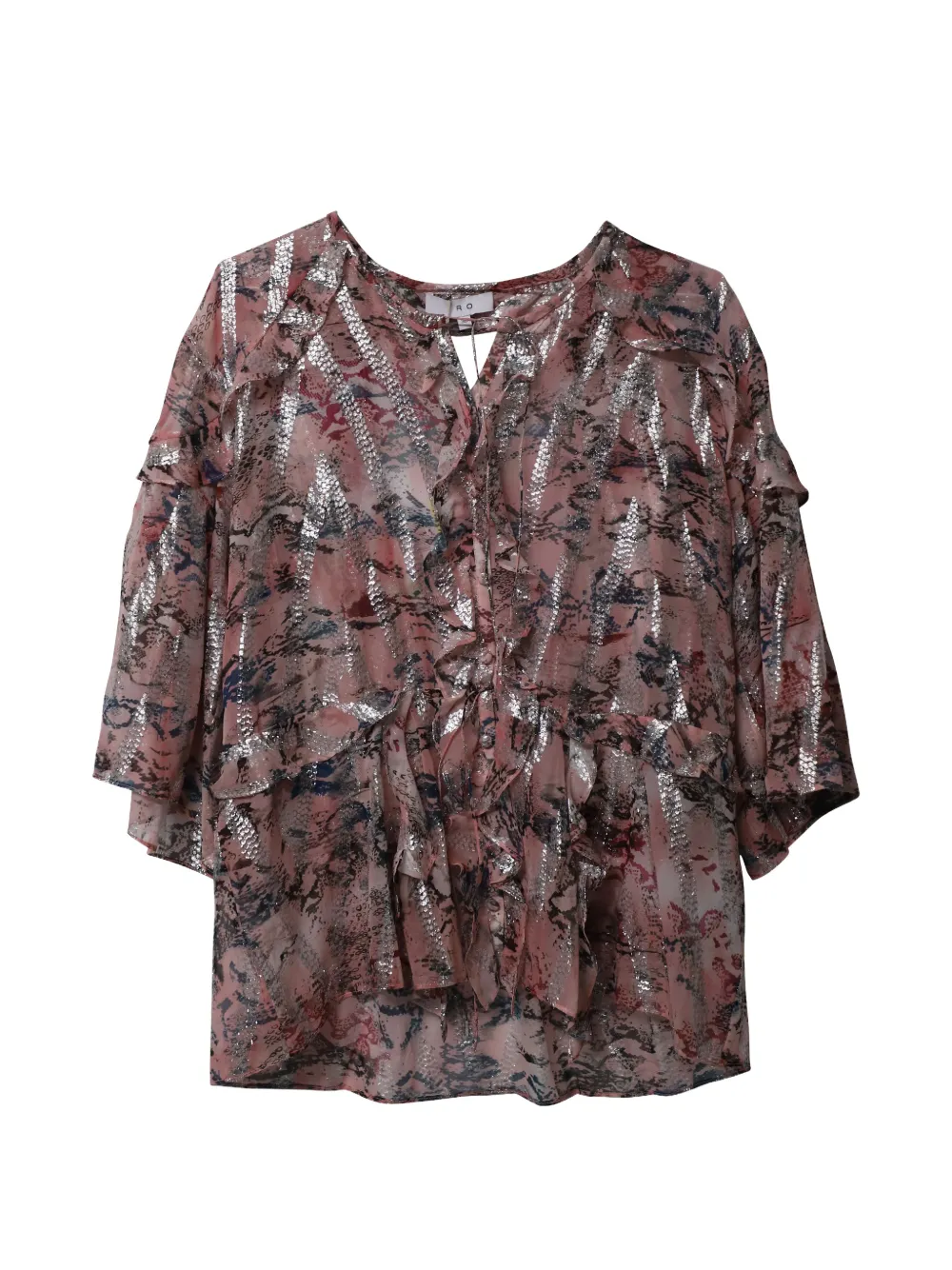 Pre-owned Iro Floral Metallic Open-back Blouse In Pink