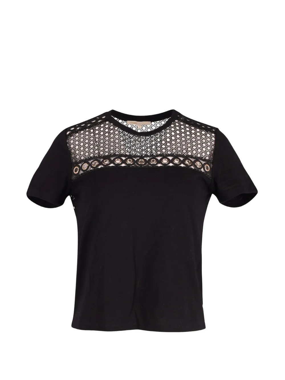 Maje eyelet lace insert top - Nero