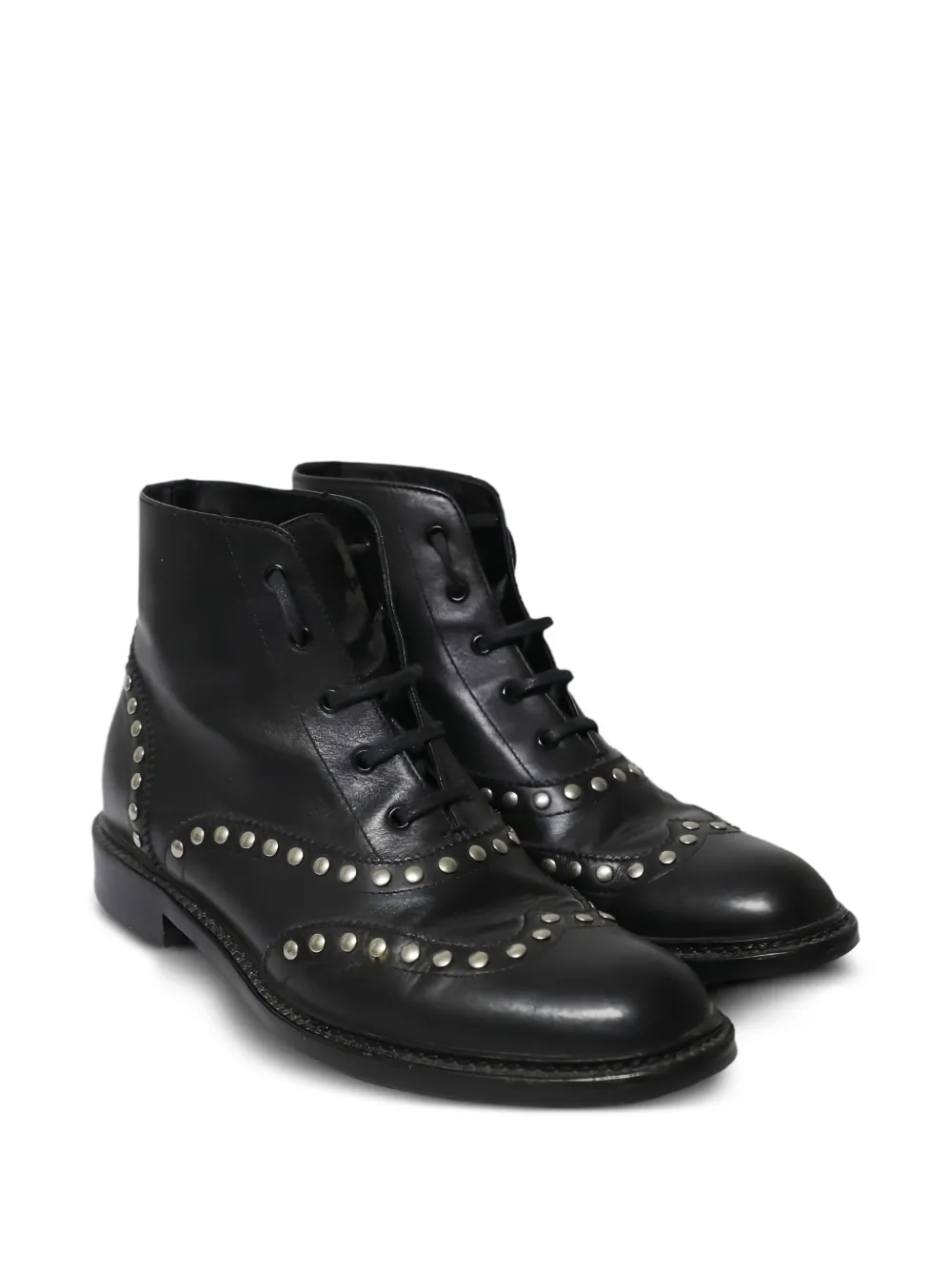  Saint Laurent Pre-owned Studs Lace-up Boots - Black 