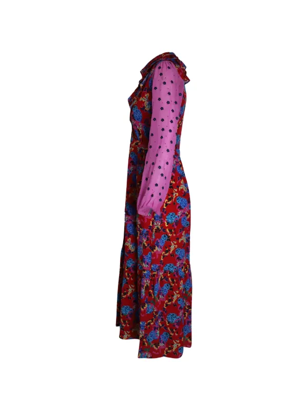 Saloni Printed Midi Dress | Red | FARFETCH UZ