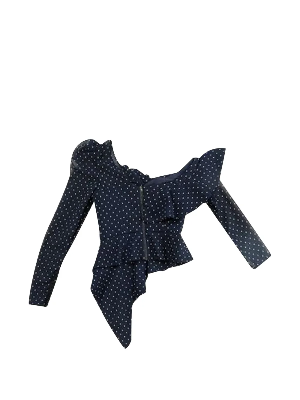 One-Shoulder Ruffled Polka-Dot Top