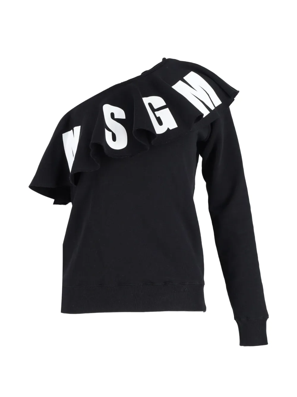 MSGM logo print one-shoulder top - Nero