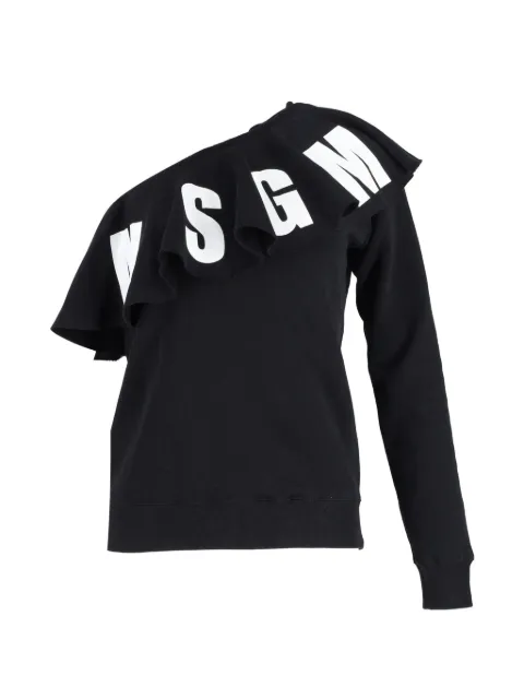 MSGM logo print one-shoulder top