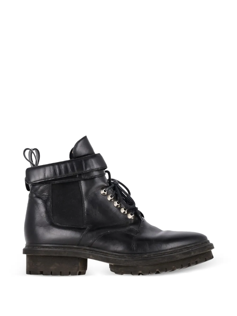 Balenciaga Pre-Owned lace-up leather combat boots - Schwarz