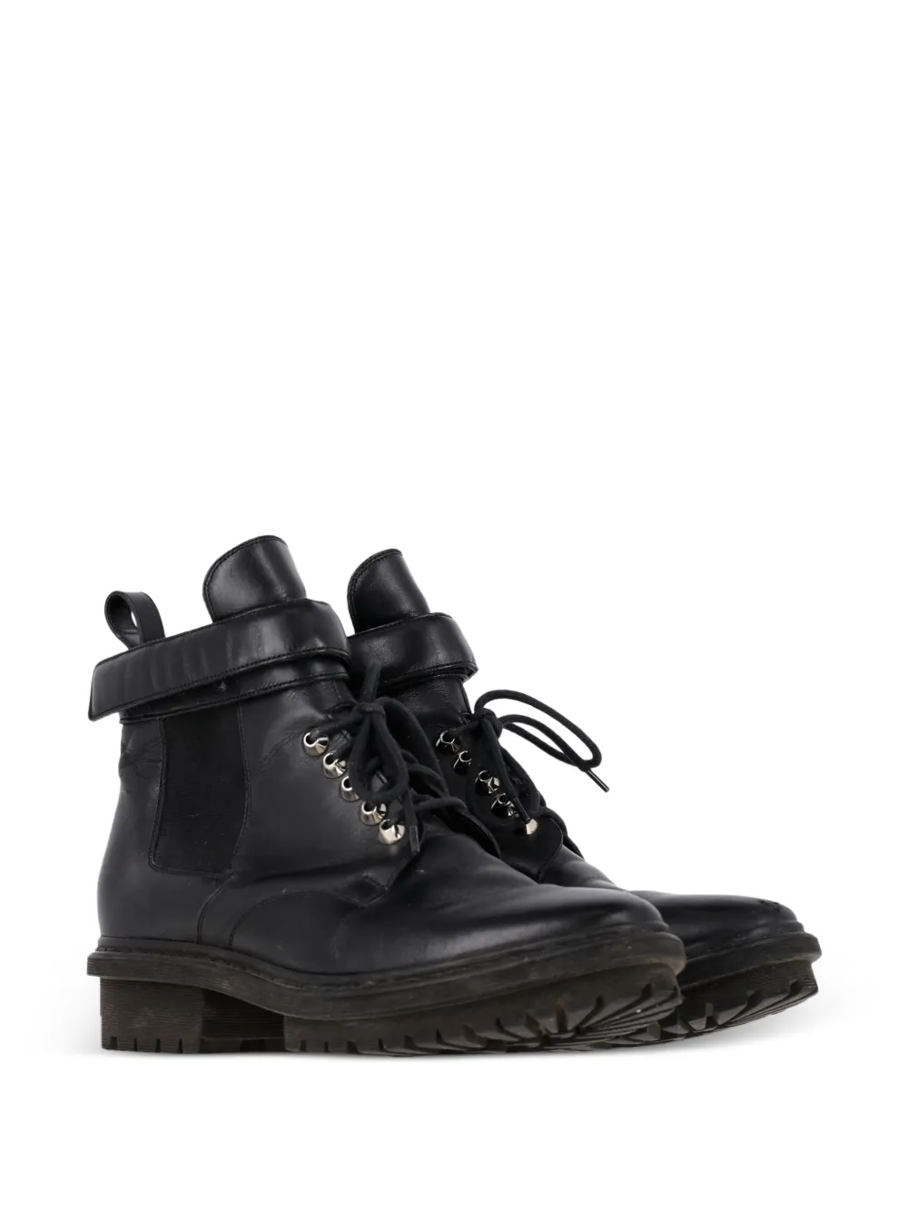  Balenciaga Pre-owned Lace-up Leather Combat Boots - Black 